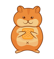 Vector illustration of the golden hamster. Pet for stickers and prints on a white background. Cute character for your design.