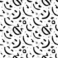 Vector seamless pattern with emoticons, emoji, kaomoji. Modern wallpaper with graffiti elements for the textile industry, prints, cards and wrapping paper. Excellent template for any of your designs.