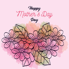 happy mother day card with decoration of flowers vector illustration design