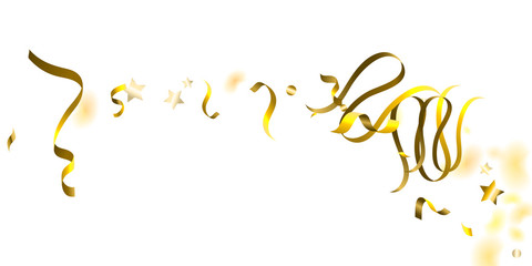 Holiday Serpentine. Gold Foil Streamers Ribbons.