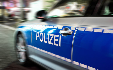 Polizei sign on a German police car in Koblenz