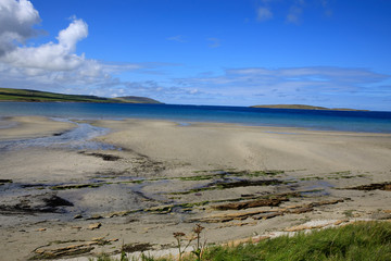 Broch of Gurness - Orkney (Scotland), UK - August 10, 2018: A beach near Broch of Gurness, Orkney, Scotland, Highlands, United Kingdom