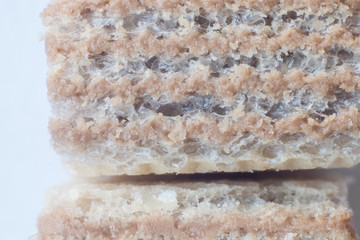 wafer cookies brown closeup view