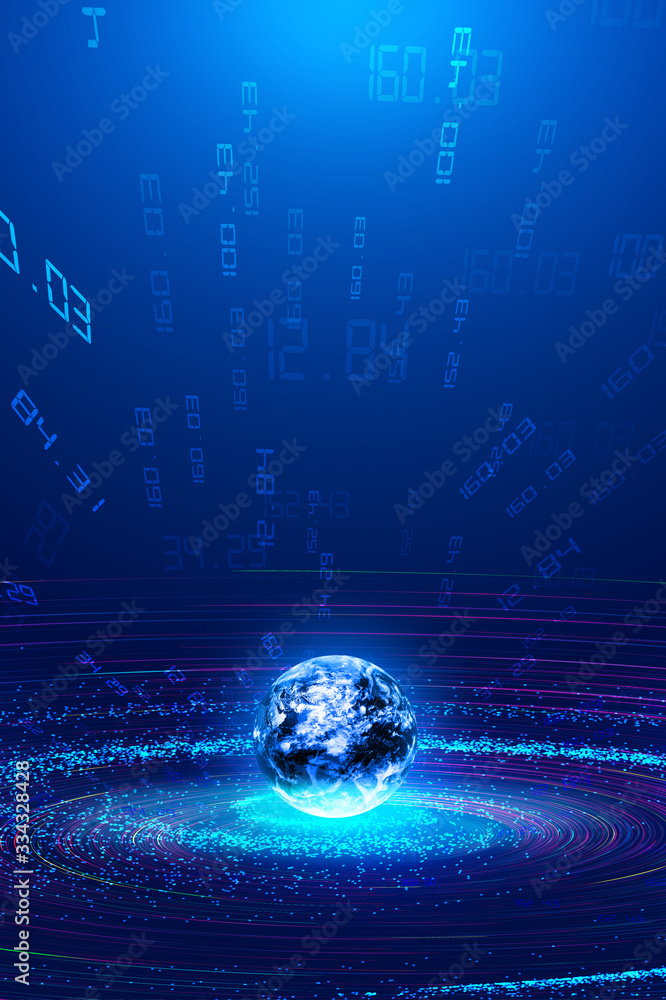 Aufkleber 3d digital earth and cosmic vortex of particle flow create internet science and technology big data 