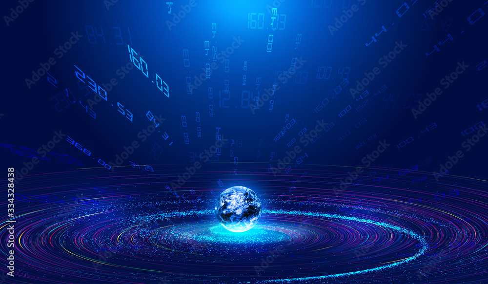 Poster 3d digital earth and cosmic vortex of particle flow create internet science and technology big data 