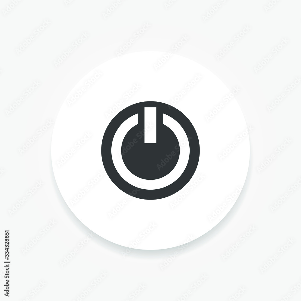 Poster vector on and off button or power sign in a white circle with a shadow. modern style. universal icon