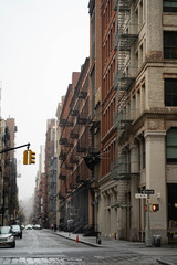 Soho in new York. Empty streets of New York City. Brick streets of soho New York. 