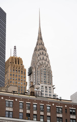 Obraz premium New York City buildings details. Manhattan buildings rentals. Empty streets of Manhattan in New York. 