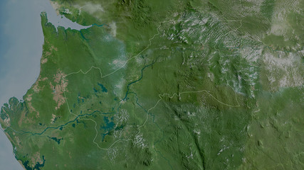 Moyen-Ogooué, Gabon - outlined. Satellite