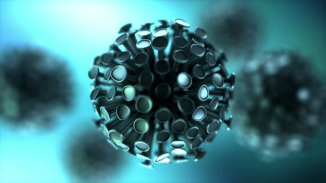 Motion graphics of a conceptual virus. Seamless looping animation.
