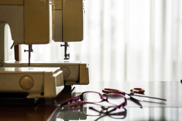 Sewing machines inside a room
