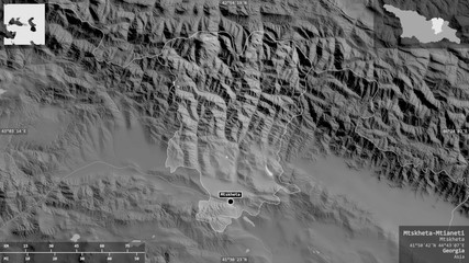 Mtskheta-Mtianeti, Georgia - composition. Grayscale