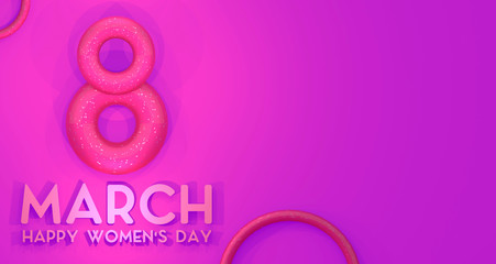 Women's Day Banner Background. 3D Rendering.