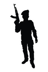 Soldier with rifle gun silhouette