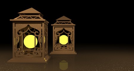 Ramadan lantern background 3D rendering .