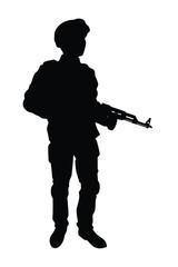 Soldier with rifle gun silhouette