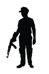 Soldier with rifle gun silhouette