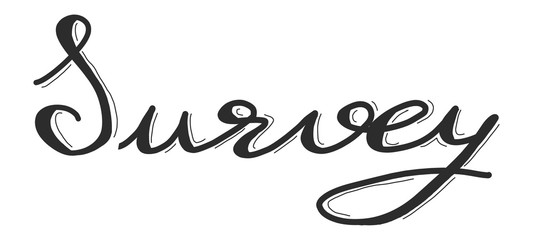 Black hand drawing in word survey on white background