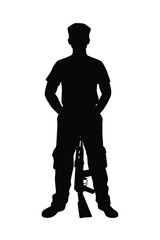 Soldier with rifle gun silhouette