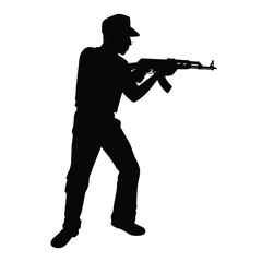 Soldier with rifle gun silhouette