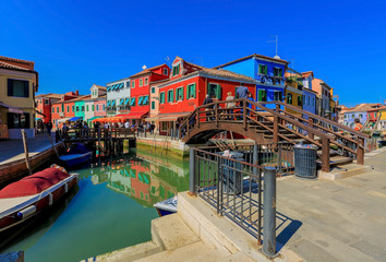 Fototapeta na wymiar Cityscape view of colourful Burano town, island near Venice in Veneto, Italy