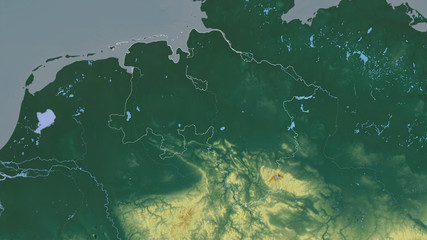 Niedersachsen, Germany - outlined. Relief