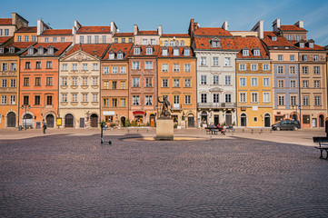Naklejka na ściany i meble Old Town Square in Warsaw, Poland on a spring day