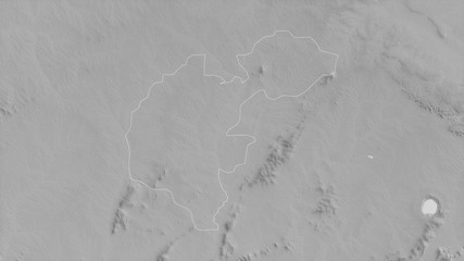 Ahafo, Ghana - outlined. Grayscale