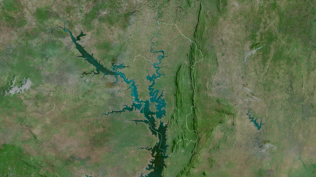 Oti, Ghana - outlined. Satellite