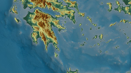 Attica, Greece - outlined. Relief