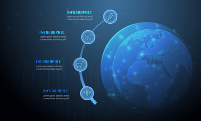 Fototapeta na wymiar Abstract infographic with digital cyberspace concept and place for text