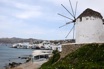 windmills in mykonos island greece