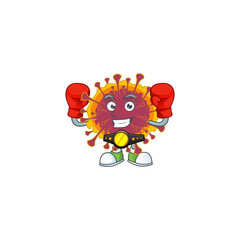 A sporty boxing of spreading coronavirus mascot design style