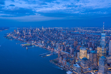 Aerial photograph of the New York Manhattan showing the Hudson Rivers, Manhattan financial District