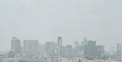 Bangkok, Thailand - 20 March 2020 : Bangkok covered by dust pm 2.5, air pollution effect on people in the
