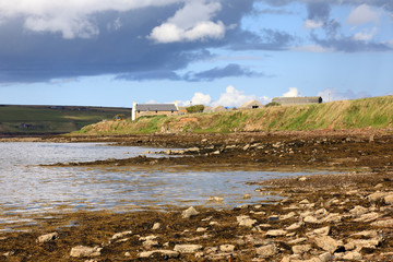 Margaret's Hope - Orkney (Scotland), UK - August 10, 2018: St Margaret's Hope village view in the...