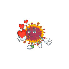 Obraz premium A romantic cartoon character of spreading coronavirus with a heart