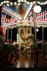 Empty carousel in a park during a pandemic Covid-19.
