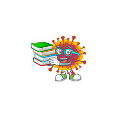 A hard-working student in spreading coronavirus cartoon design with book