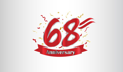 Anniversary celebration background. with the 68th number in gold and with the words golden anniversary celebration.