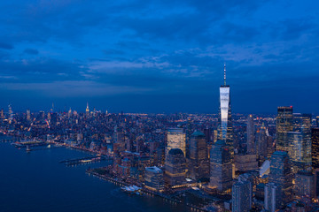 Aerial photograph of the New York Manhattan showing the Hudson Rivers, Manhattan financial District