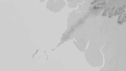 Conakry, Guinea - outlined. Grayscale