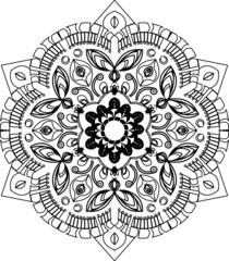 Round gradient mandala on white isolated background. Mandala with floral patterns. Yoga template, Mandala with floral patterns. Yoga templateMandalas for coloring book. 