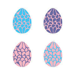 Set of 4 hand drawn eggs for Easter greeting card