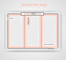 Fashion Sale Concept Horizental Flyer Design Template.	