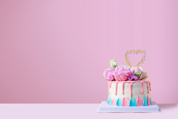 birthday cake with flowers