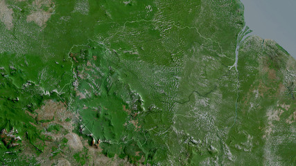 Cuyuni-Mazaruni, Guyana - outlined. Satellite