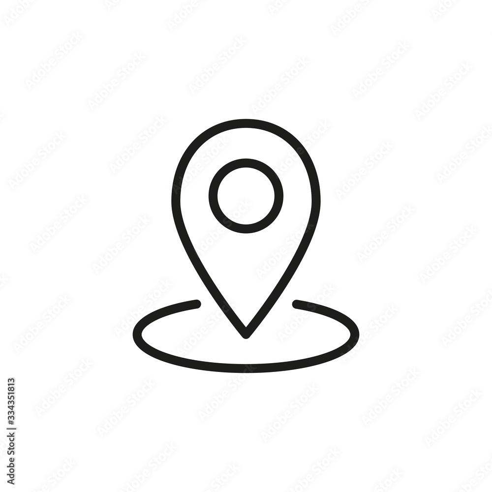 Poster simple map pin line icon.