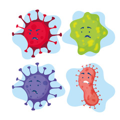 group of virus particles comic characters