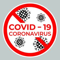 red circle with crossed out coronavirus covid 19 - 334352049